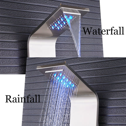 Robinet de douche LED en acier inoxydable avec affichage numérique, panneau de douche colonne de douche effet cascade et jets de massage SPA