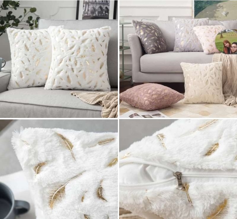 Faux Fur Pillow Case for Throw Pillow White , Pink, Grey