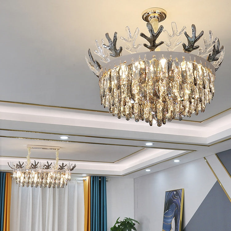 Antler decoration novel design crystal chandelier princess hanging pendant lamp