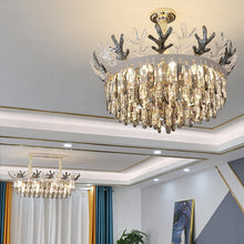 Load image into Gallery viewer, Antler decoration novel design crystal chandelier princess hanging pendant lamp
