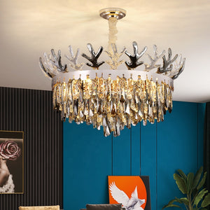 Antler decoration novel design crystal chandelier princess hanging pendant lamp