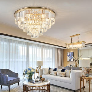 Multiple Size Design Round Shade Crystal Ceiling Light