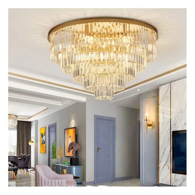 Multiple Size Design Round Shade Crystal Ceiling Light