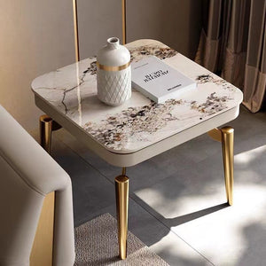 Italian simple sintered stone tea table set villa living room corner table light luxury sofa side table