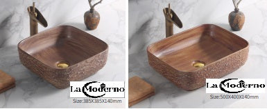Bathroom Accessories Ceramic Hand Wash Basin Brown Rustic