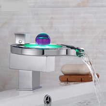 Load image into Gallery viewer, Modern 3 Color Led Faucet Hydro Power Waterfall Solid Brass Basin Faucet
