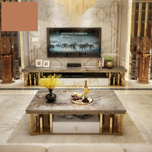 Load image into Gallery viewer, Home furniture living room sets gold center table luxury coffee tables and tv stand modern marble coffee table for sale
