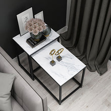 Cargar imagen en el visor de la galería, creative iron leg small tea table simple modern sofa side table light luxury corner marble side table
