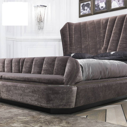 Italian Modern style Bedframe Velvet Solid Wood headboard Bed Customize Color