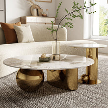 Загрузить изображение в средство просмотра галереи, Italian minimalist modern coffee table gold stainless steel for living room furniture
