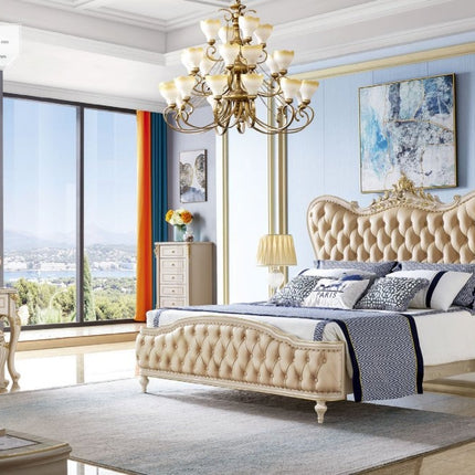 5-Sterne-Hotel-Schlafzimmermöbel, klassisches Schlafzimmer-Set, Villen-Schlafzimmer-Sets, Wohnmöbel aus Holz, antik, europäisch, getuftet 