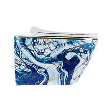 Cargar imagen en el visor de la galería, Luxury Marble Design Hanging Toilet Bowl Soft closed Seat Cover
