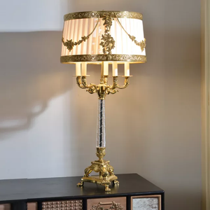 Luxury Regina Golden Imperial Golden Brass and Classic Vintage European Style Crystal and Bronze Table Reading Lamp