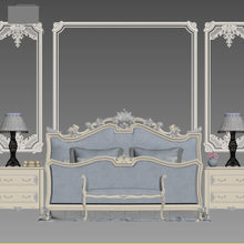 Lade das Bild in den Galerie-Viewer, Classical style Bedroom Set 100%hand-carved wooden structure with velvet fabric upholstery
