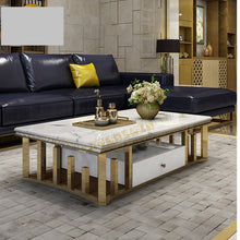 Charger l&#39;image dans la galerie, Home furniture living room sets gold center table luxury coffee tables and tv stand modern marble coffee table for sale

