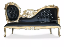 Cargar imagen en el visor de la galería, Royal Wedding Decor Chaise Lounge Wooden Bride Groom Sofa
