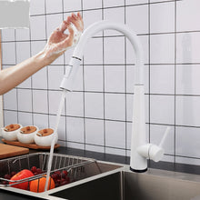 Загрузить изображение в средство просмотра галереи, 304 Stainless Steel white color Mixer Automatic Pull down touch Sensor kitchen sink Taps faucet
