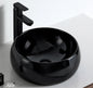 Glossy Black Porcelain Round Basin with Matte Black Tap
