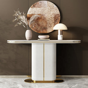 Luxury style hotel apartments living room marble furniture sidetable console table entryway table