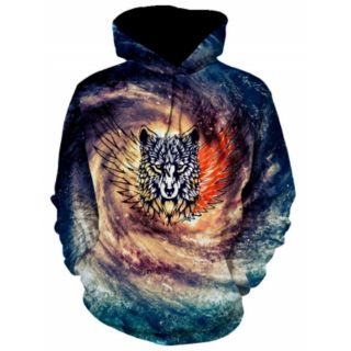 Mens Pullover Jacket Sweater Hooded Longsleeve Pocket Wing Wolf Galaxy Hoodie