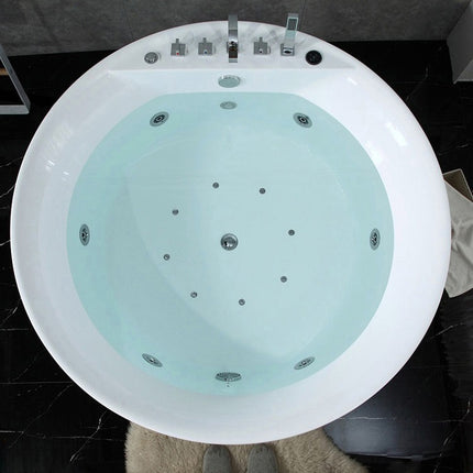 Freestanding bathtub Round White with Faucet