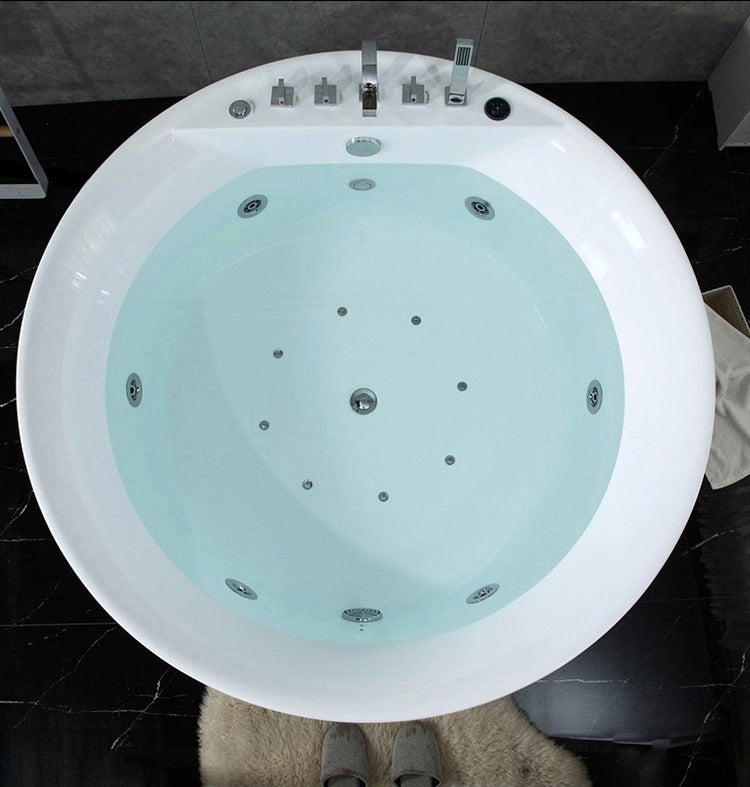 Freestanding bathtub Round White with Faucet