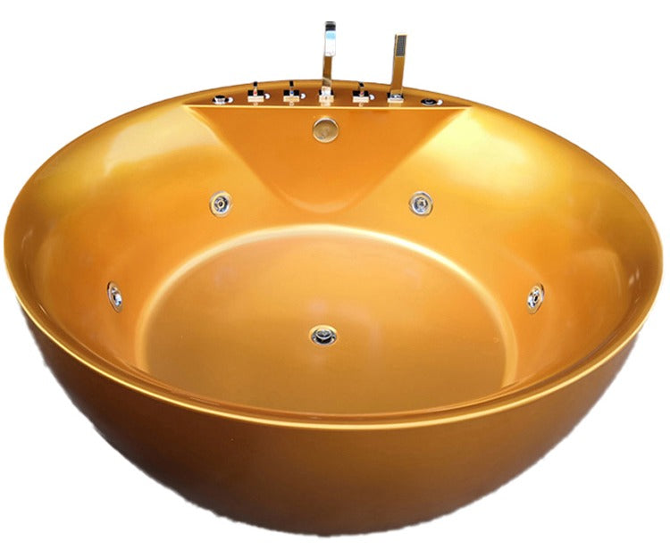 Freestanding bathtub Round White with Faucet