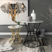 Cargar imagen en el visor de la galería, Modern Nordic Small Marble Round Metal Coffee Table Artificial Marble Round Side Table Living Room Coffee Table
