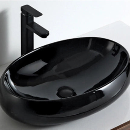 Elongated Oval Shape Black Porcelain bathroom accessories wash basin