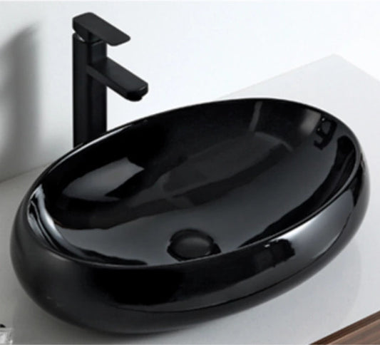 Elongated Oval Shape Black Porcelain bathroom accessories wash basin