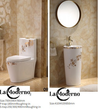 Luxury Ceramic Toilet Set Bathroom Accessories choice of stand alone sink or deck sink
