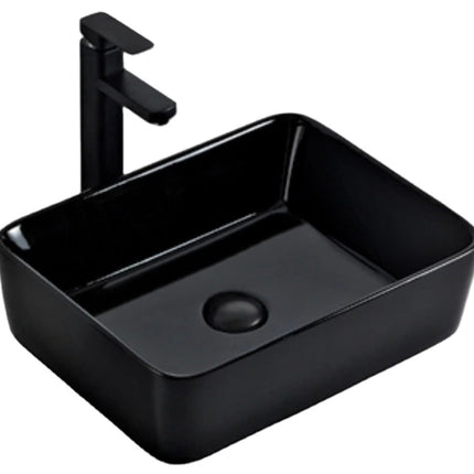 Rectangular Black Porcelain Bathroom Accessories Wash Basin
