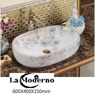 Porcelain Oval Basin Unique Floral Wash Basin