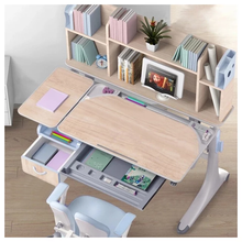 Lade das Bild in den Galerie-Viewer, Standard size children bedroom furniture wooden study table for Kids and chair set - Pink
