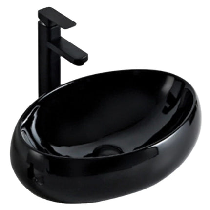 Modern Glossy Black Porcelain Bathroom Accessories Wash Basin