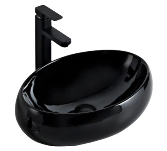 Modern Glossy Black Porcelain Bathroom Accessories Wash Basin