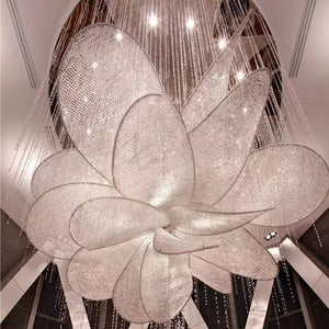 Club villa large crystal luxury round pineapple bead weaving creative lamp hotel lobby engineering art chandelier
