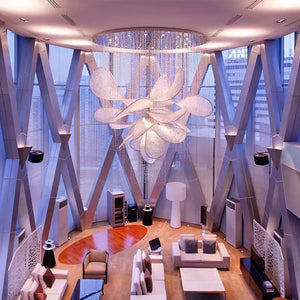 Club villa large crystal luxury round pineapple bead weaving creative lamp hotel lobby engineering art chandelier