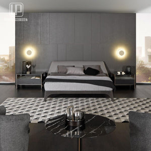 New design italian furniture bedroom sets luxury king size platform bed modern real genuine leather luxury bed