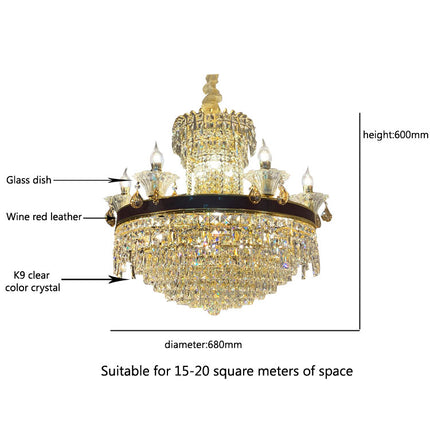 Iron K9 Crystal Chandelier Pendant Light For Hotel