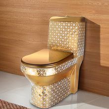 Charger l&#39;image dans la galerie, Gold plated water closet colored toilet bowl
