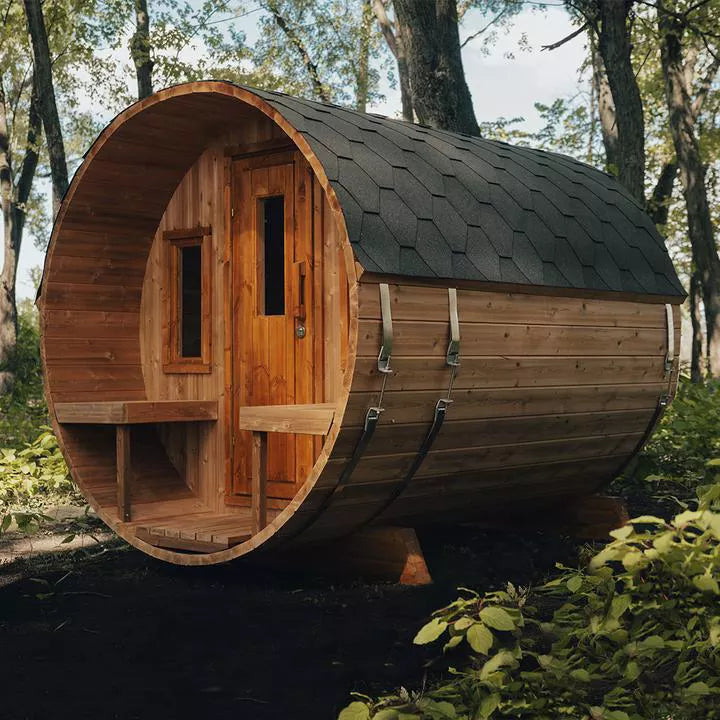 Dome wooden steam red light infrared sauna room corner double home glass panoramic outdoor sauna room