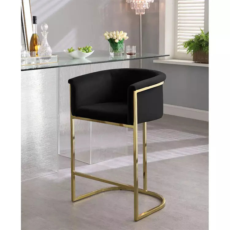 Luxury Gold Metal Legs High Bar Chair Stool Breakfast Bar Stool With Arms Modern Furniture
