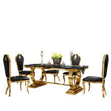 Cargar imagen en el visor de la galería, Popular Luxury Design Stainless Steel Marble Dining Table
