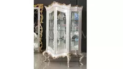 luxury dining wine cabinet set golden foil hand carved Italian style dining room furniture dining table