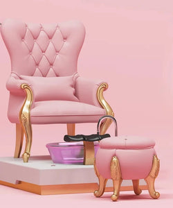 Pink throne chair luxury foot spa bowl modern pedicure station