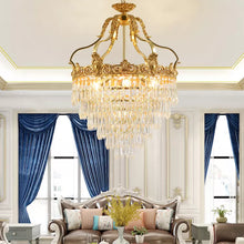 Загрузить изображение в средство просмотра галереи, French Luxury Dining Room Bedroom Decoration Modern Brass Led Crystal Chandelier Pendant Light
