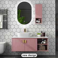 Load image into Gallery viewer, solid wood bathroom Cabinet new design floor mounted Bathroom Vanity With LED Mirror And Ceramic basin cabinet
