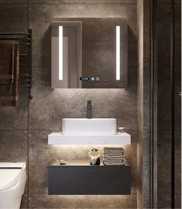Nordic Marble Top bathroom cabinets with ceramic basin and Smart LED Mirror Cabinet