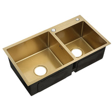 Load image into Gallery viewer, Kitchen sink Nano Gold Double Bowl 304 Matte Gold
